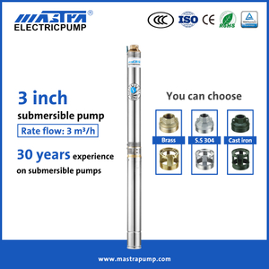 Bomba submersível de poço profundo de 3 polegadas Mastra R75-T3 1,5 hp bomba de depósito submersível