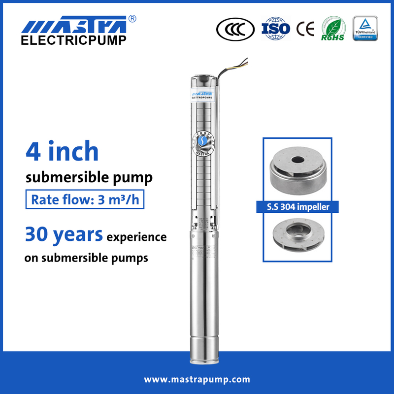 Fabricantes de bomba de poço submersível de aço inoxidável de 4 polegadas Mastra 4SP bomba de água solar submersível