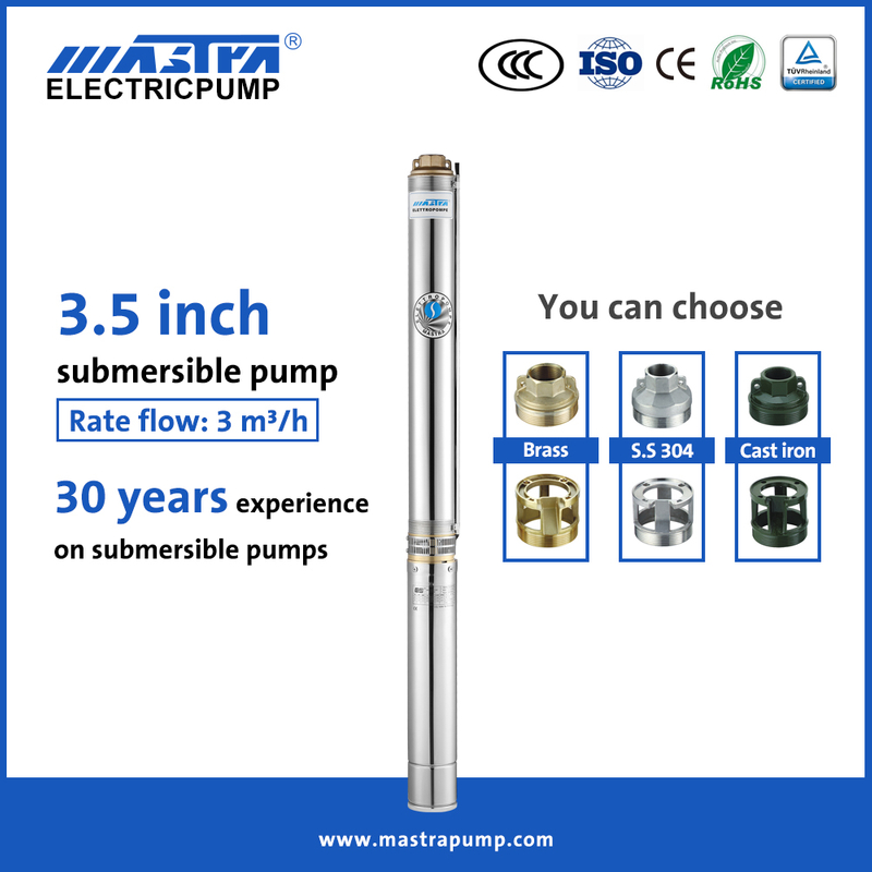 Bomba submersível de poço profundo de 3,5 polegadas Mastra R85-QA pequena bomba de água submersível de aço inoxidável