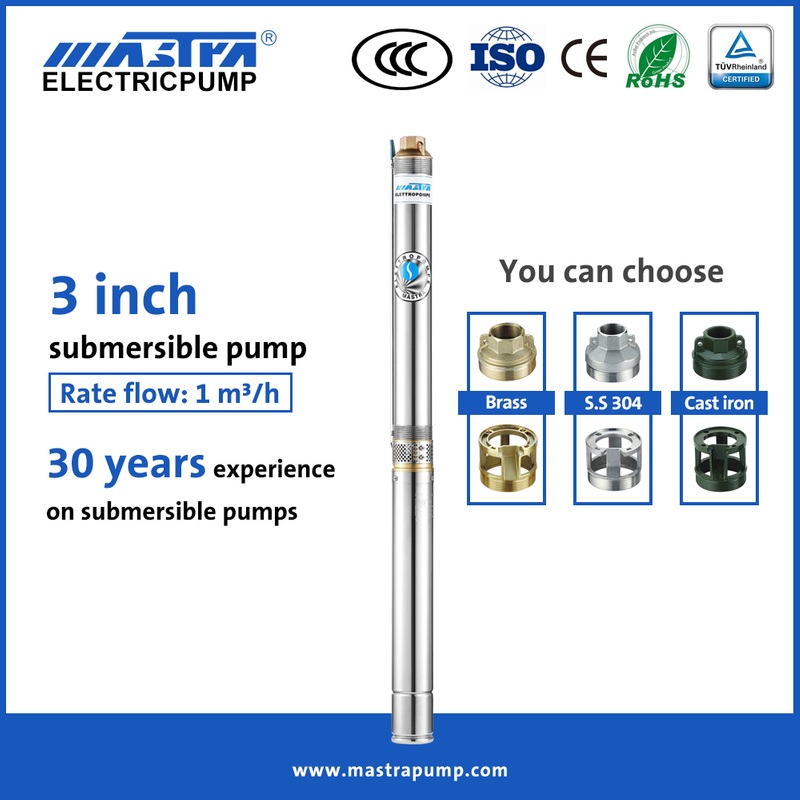 MASTRA 3 polegadas Bomba de reforço submersível de aço inoxidável R75-T1 1 2 hp 10 gpm Submersível bomba