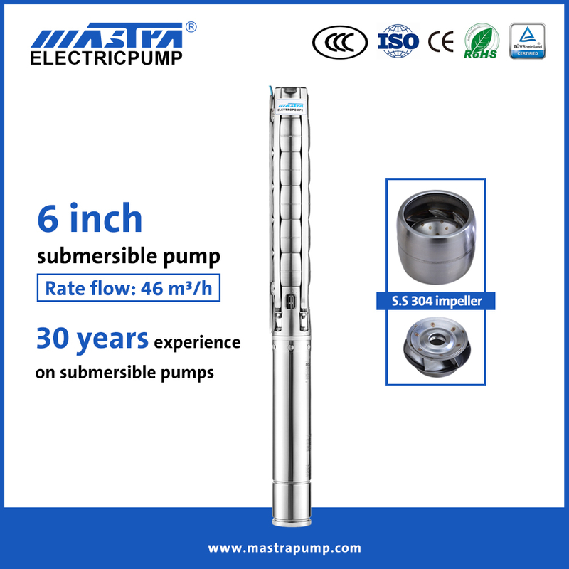 Bomba de poço submersível de aço inoxidável de 6 polegadas Mastra 6SP bombas submersíveis de aço inoxidável completas